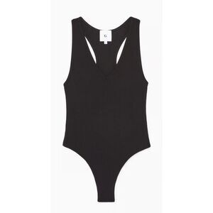 G. LABEL BY GOOP Deep-V Bodysuit in Black NWT Size Medium